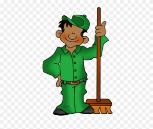 community-helpers-clipart-a-cartoon-character-with-broom-and-green-hat