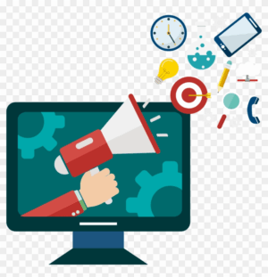 computer-science-clipart-a-hand-holding-megaphone-with-various-icons-and-symbols-around-it