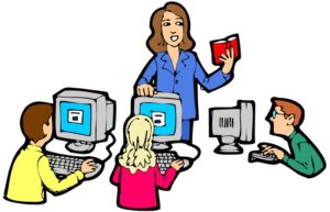 computer-science-clipart-a-woman-is-standing-in-front-of-computer