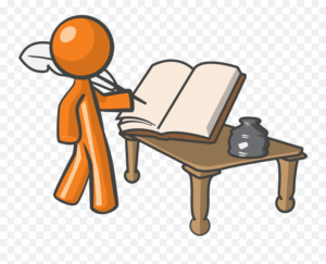 conclusion-clipart-a-person-writing-on-desk-with-cat