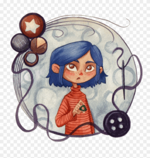 coraline-clipart-a-drawing-of-girl-with-blue-hair-and-red-sweater