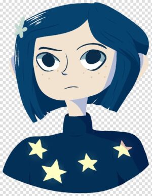 coraline-clipart-a-girl-with-blue-hair-and-stars-on-her-head