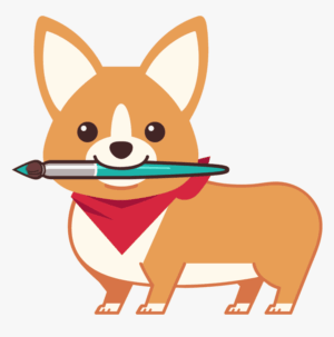 corgi-clipart-a-cartoon-dog-with-pencil-in-its-mouth