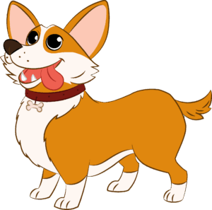 corgi-clipart-a-cartoon-dog-with-red-collar-and-black-background