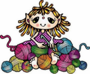 crochet-clipart-a-girl-sitting-on-top-of-pile-yarn