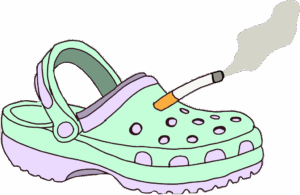 crocs-clipart-a-green-clog-with-cigarette-in-it
