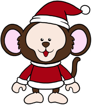 cute-cute-christmas-clipart-a-cartoon-monkey-wearing-santa-hat