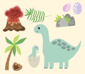 cute-dinosaur-clipart-a-dinosaur-and-plant-with-red-hair