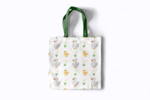 cute-duck-clipart-a-white-bag-with-pattern-of-chickens-and-eggs