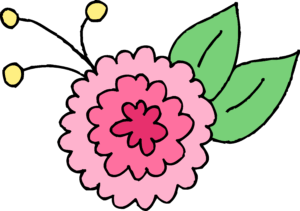 cute-flower-clipart-a-pink-flower-with-green-leaves-and-dots