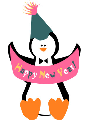 cute-happy-new-year-clipart-a-penguin-with-birthday-hat-and-pink-ribbon