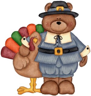 cute-november-clipart-a-bear-dressed-as-pilgrim-with-turkey