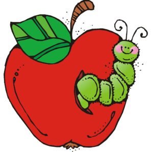 cute-school-clipart-an-apple-with-a-cater-crawling-on-it