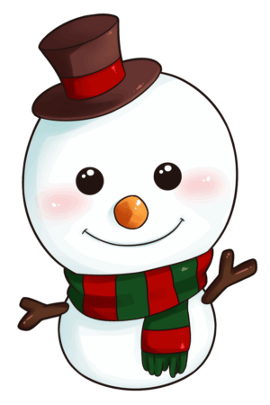 cute-snowman-clipart-a-snowman-with-red-hat-and-green-scarf