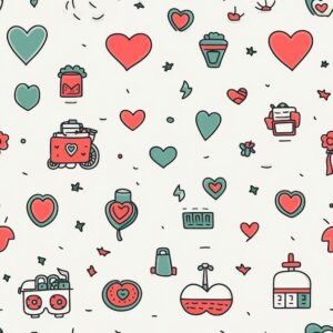 cute-valentine-clipart-a-pattern-with-different-colored-hearts-and-other-things
