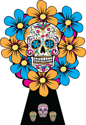 dia-de-los-muertos-clipart-a-skull-with-flowers-and-on-it