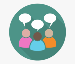 discussion-clipart-a-flat-icon-with-long-shadow-of-three-people-talking