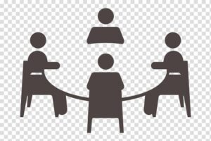 discussion-clipart-a-group-of-people-sitting-at-table-silhouetted-on-transparent-background