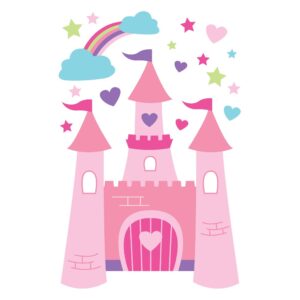 disney-castle-clipart-a-pink-castle-with-rainbow-and-stars