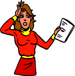 drama-clipart-a-woman-in-red-dress-holding-piece-of-paper