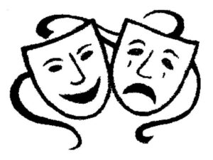 drama-masks-clipart-a-black-and-white-drawing-of-two-people