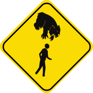 drop-bear-clipart-a-yellow-sign-with-silhouette-of-man-and-buffalo