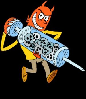 drugs-clipart-a-cartoon-character-holding-large-blue-object