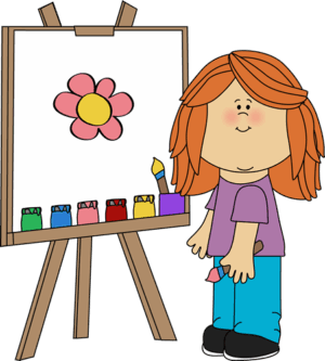 easel-clipart-a-girl-with-paintbrush-and-canvas