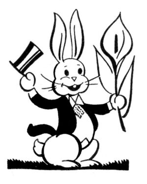 easter-clipart-black-and-white-a-rabbit-with-flag-and