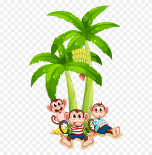 ela-clipart-three-monkeys-under-the-palm-tree-png