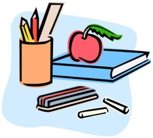 elementary-school-clipart-a-book-pencils-and-an-apple-are-on-the-table