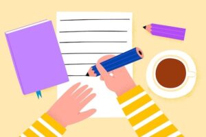 essay-clipart-a-person-writing-on-piece-of-paper-with-pencil-and-coffee