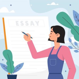 essay-clipart-a-woman-writing-on-clipboard-with-plants-and-in-the-background