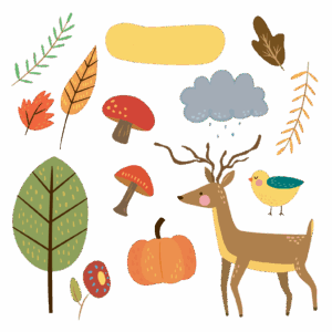 fall-clipart-images-a-deer-bird-and-some-leaves