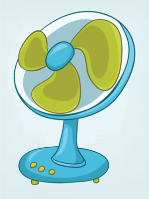 fan-clipart-a-cartoon-fan-with-green-leaf-on-it