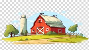 farming-clipart-a-red-barn-and-farm-with-white-fence-cartoon-farm-png