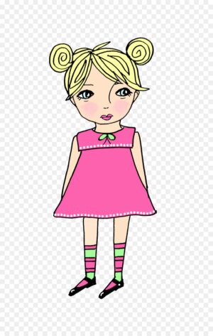 free-birthday-clipart-for-woman-a-girl-in-pink-dress-and-green-socks