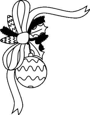 free-christmas-clipart-black-and-white-a-black-and-white-christmas-orname-with-bow