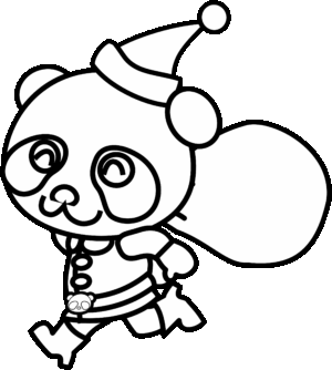free-christmas-clipart-black-and-white-a-panda-with-santa-hat-and-bag