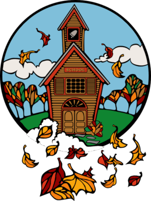 free-fall-clipart-a-church-with-clock-and-leaves-around-it