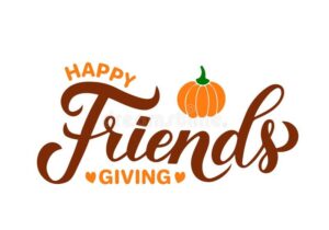 friendsgiving-clipart-happy-friends-lettering-phrase-with-pumpkin-and-leaves-isolated-on-a-white-background-royalty-free-illustration