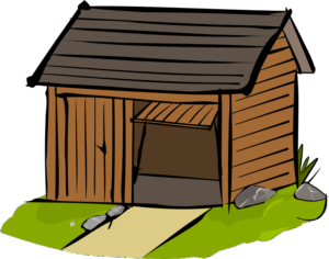 garage-clipart-a-small-wooden-shed-with-door-and-handle