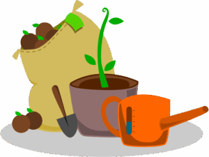 gardening-clipart-a-watering-pot-and-shovel-with-plant-in-it
