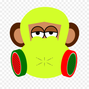 gas-clipart-a-monkey-wearing-mask-with-green-background