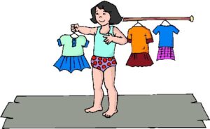 getting-dressed-clipart-a-girl-standing-on-mat-with-clothes-hanging-from-the-ceiling
