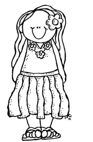 girl-clipart-black-and-white-a-girl-with-flower-in-her-hair