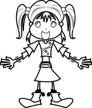 girl-clipart-black-and-white-a-girl-with-long-hair-and-white-dress
