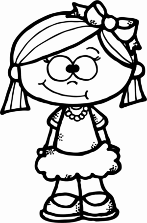 girl-clipart-black-and-white-a-girl-with-ponytail-and-bow