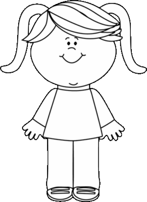 girl-clipart-black-and-white-a-girl-with-ponytail-and-white-dress