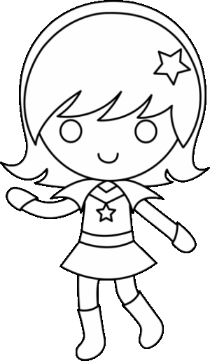 girl-clipart-black-and-white-a-girl-with-star-on-her-head